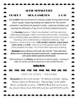 APRIL NEWSLETTER GRADE 1 MRS. HAMILTON 4-4