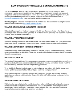 low income/affordable senior apartments