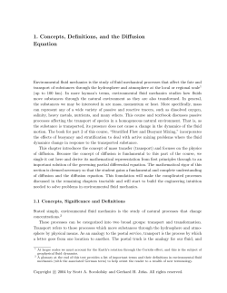 1. Concepts, Definitions, and the Diffusion Equation