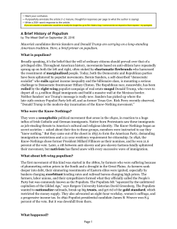 A Brief History of Populism