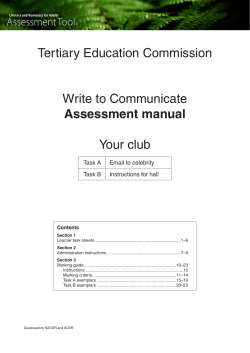 Write to Communicate Assessment Manual: Your Club