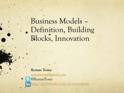 Business Models &ndash; Definition, Building Blocks, Innovation