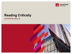 Reading Critically - Macquarie University