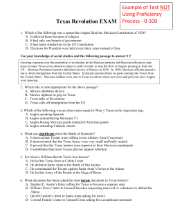 Texas Revolution EXAM Example of Test NOT Using Proficiency