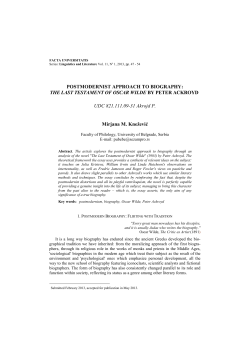 POSTMODERNIST APPROACH TO BIOGRAPHY