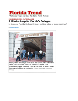STATE COLLEGES A Mission Leap For Florida`s