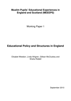 Educational Policy and Structures in England