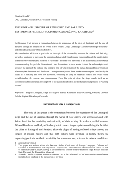 THE SIEGE AND URBICIDE OF LENINGRAD AND SARAJEVO