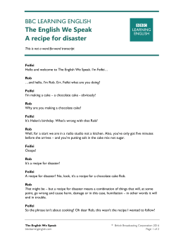 The English We Speak A recipe for disaster