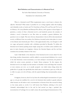 Brief Definition and Characterization of a Historical Novel