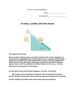 A ramp, a pulley, and two boxes
