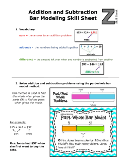 Addition and Subtraction Bar Modeling Skill Sheet