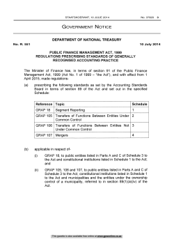 Public Finance Management Act: Regulations: Standards of
