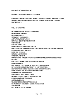 Cardholder Agreement