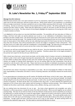 Newsletter 1 09/09/16 - Cambridge