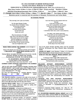 ST. SYLVESTER`S PARISH NEWSLETTER