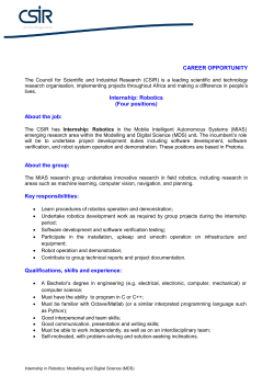 ` CAREER OPPORTUNITY Internship: Robotics (Four positions