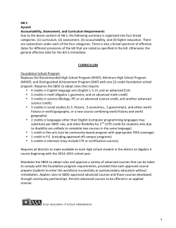TASA HB5 summary - Texas Association of School Administrators