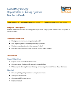 Elements of Biology Organization in Living Systems