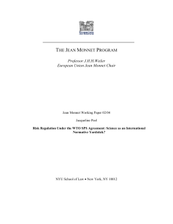 Risk Regulation Under the WTO SPS Agreement: Science as an