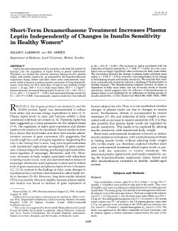 Short-Term Dexamethasone Treatment Increases Plasma Leptin