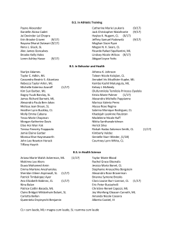 CL= cum laude, ML= magna cum laude, SL =summa cum laude B.S.