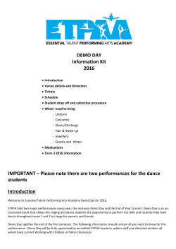 DEMO DAY Information Kit 2016 IMPORTANT &ndash; Please note there
