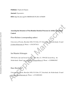 Floor Richters (corresponding author) Jan Maarten Schraagen Hans