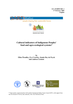 Cultural indicators of Indigenous Peoples` food and agro
