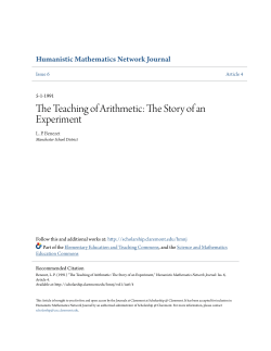The Teaching of Arithmetic: The Story of an Experiment
