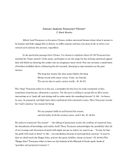 Literary Analysis: Tennyson`s "Ulysses" Mark Mantho Alfred, Lord