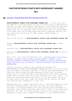Photosynthesis Starts With Worksheet Answer Key