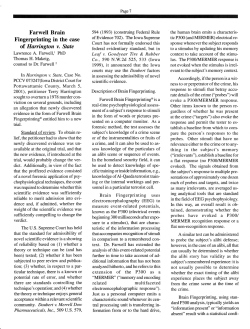 Farwell Brain Fingerprinting in the case