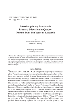 Interdisciplinary Practices in Primary Education in Quebec: Results