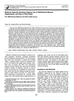 Maternal Cigarette Smoking, Regular Use of Multivitamin/Mineral
