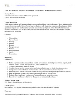 From Raw Materials to Riches: Mercantilism and the British North