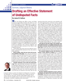 Summary Judgment Motions: Drafting an Effective Statement of