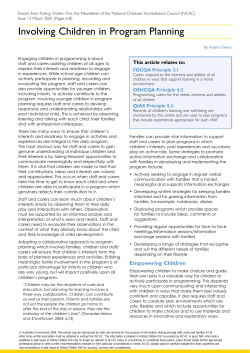 Involving Children in Program Planning
