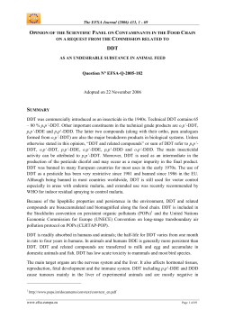 Opinion of the Scientific Panel on contaminants - EFSA
