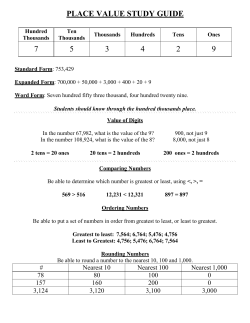 PLACE VALUE STUDY GUIDE