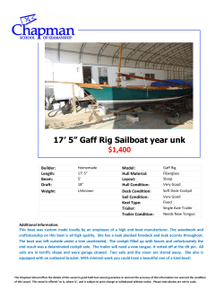 17` 5&rdquo; Gaff Rig Sailboat year unk $1400