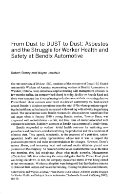 From Dust to DUST to Dust: Asbestos and the Struggle for Worker