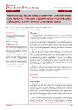 Nutritional Quality and Safety Assessment of Complementary Food