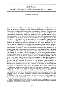 AHR Forum Baron`s Machiavelli and Renaissance Republicanism