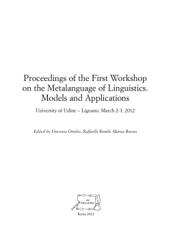 Proceedings of the First Workshop on the Metalanguage of