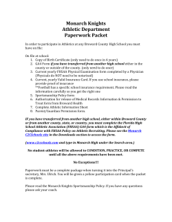Monarch Knights Athletic Department Paperwork Packet