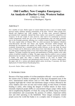 Old Conflict, New Complex Emergency: An Analysis of Darfur Crisis