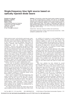 Single-frequency blue light source based on optically injected diode