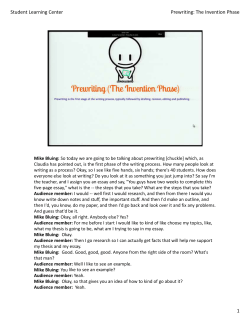 1 Student Learning Center Prewriting: The Invention Phase