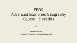 EPOS Advanced Economic Geography Course &ndash; 9 credits